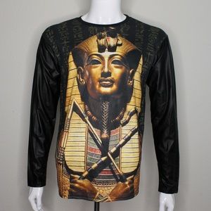 KAYDEN K Synthetic Leather Sleeve King Pharaoh Tee